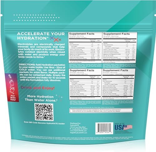 Electrolyte Powder Sugar-Free Hydration Packets Variety Pack HydroMATE 30 Sticks - Image 4