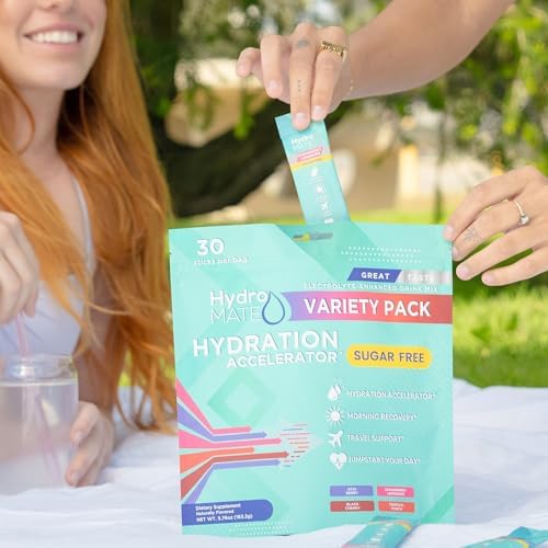 Electrolyte Powder Sugar-Free Hydration Packets Variety Pack HydroMATE 30 Sticks - Image 5