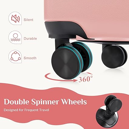 OLIXIS 3-Piece Suitcase Set, Hardside Luggages with Spinner Wheels, Lightweight ABS Hard Shell Travel Luggage, Expandable Carry-On Suitcase with TSA Approved Lock –Pink(20+24+28 Inch) - Image 2
