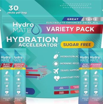 Electrolyte Powder Sugar-Free Hydration Packets Variety Pack HydroMATE 30 Sticks