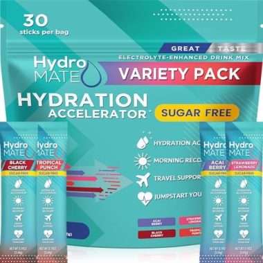 Electrolyte Powder Sugar-Free Hydration Packets Variety Pack HydroMATE 30 Sticks